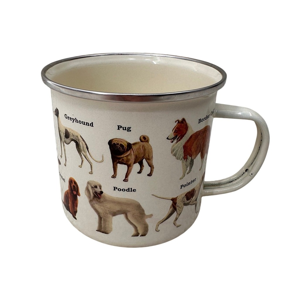 Gift Republic Enamel Mug Dog Breeds Metal Campfire Cup Farmhouse Decor Gift Camp